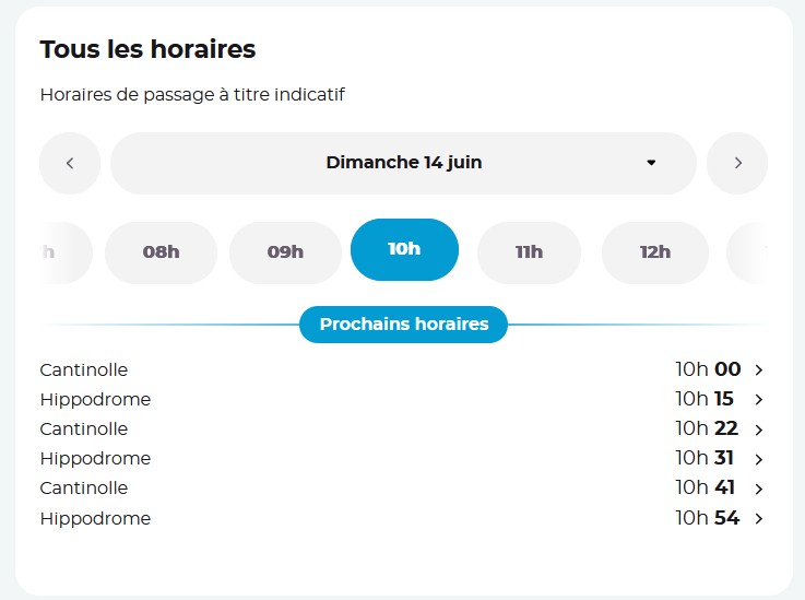 Horaire Tram D du 14 juin 2026 à partir des Quinconces
